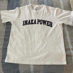Inaka Power White Tee with Navy Arch Logo